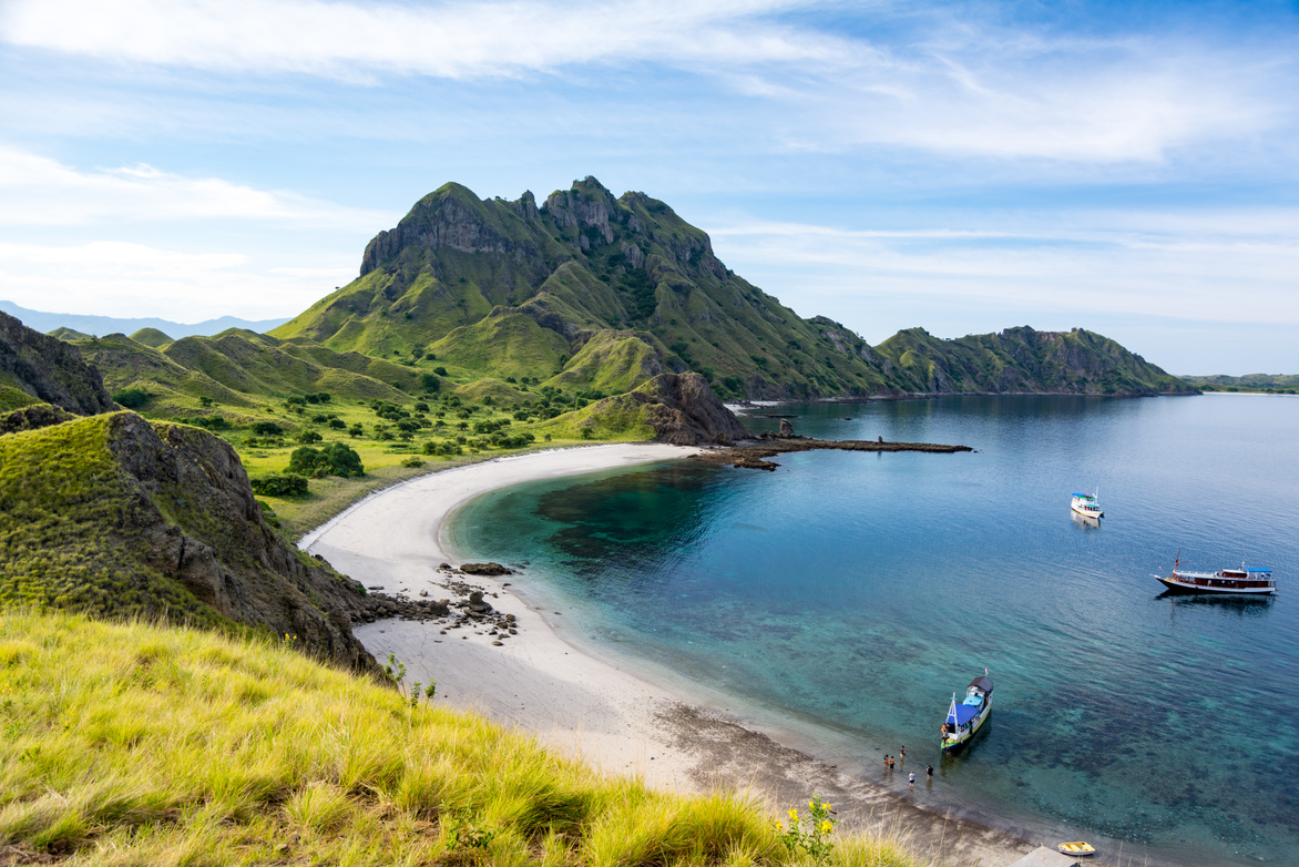 Aerial View of the Padar Island Bay, Padar Island Komodo National Park, Indonesia